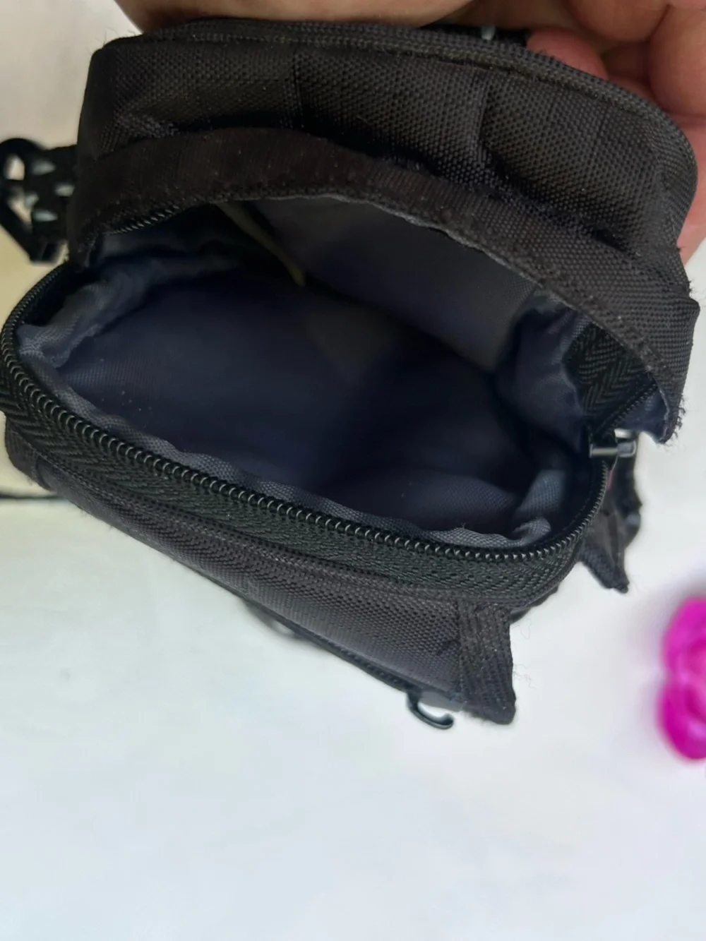 Samsonite Black Nylon Crossbody Pouch with Patterned Adjustable Strap (Max 51”)